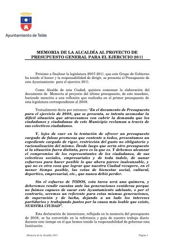 memoria de la alcaldÃ­a al proyecto de presupuesto general para el ...