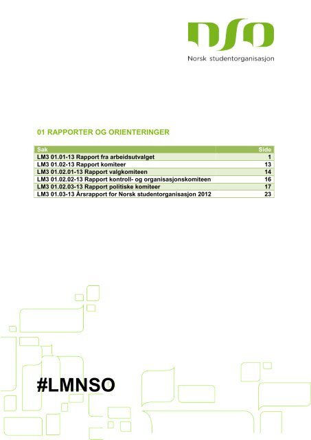Rapporter og orienteringersaker - Norsk studentorganisasjon