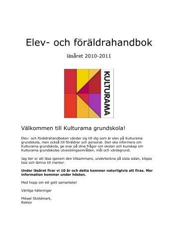 Elev- och föräldrahandbok - Kulturama