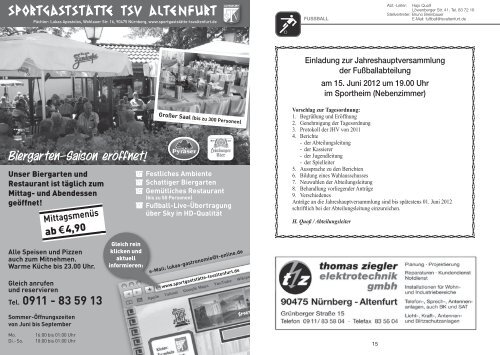 trainings- und übungsplan - TSV Altenfurt