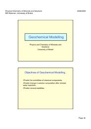 Introduction to Geochemical Modelling - University of Bristol