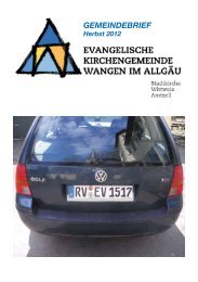 gemeindebrief - Evangelische Kirchengemeinde Wangen im Allgäu