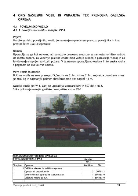 Tipizacija gasilskih vozil - ZaÃ…Â¡Ã„Âita in reÃ…Â¡evanje
