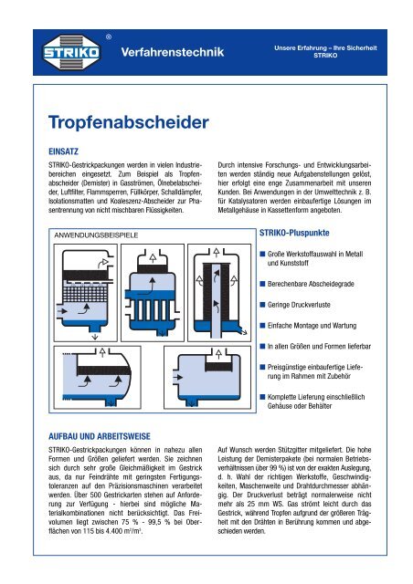 Tropfenabscheider - Pharma+Food