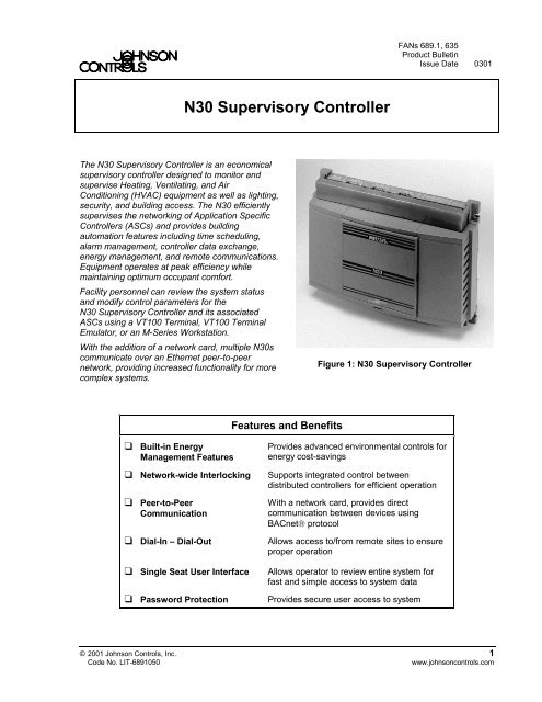 N30 Supervisory Controller Product Bulletin - ShanControls
