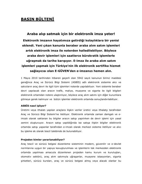 Araba alÄ±p satmak iÃ§in bir elektronik imza yeter! - E-GÃ¼ven