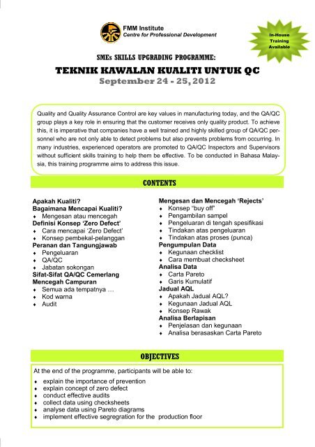 TEKNIK KAWALAN KUALITI UNTUK QC