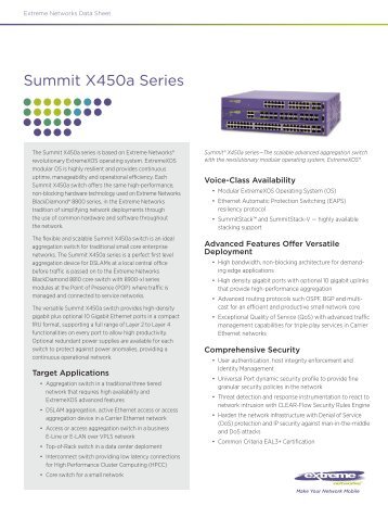 Summit X450a Gigabit Ethernet fixed ... - Extreme Networks