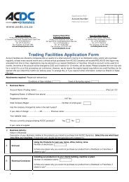 Application for account facilities - ACDC Dynamics