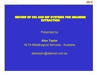 Review of Uranium CIX and RIP Systems - ALTA Metallurgical ...