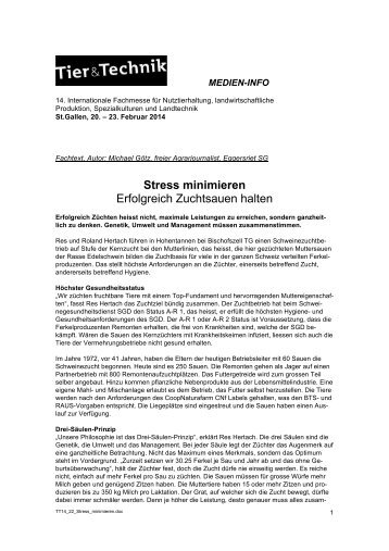 Stress minimieren Erfolgreich Zuchtsauen halten - Tier & Technik