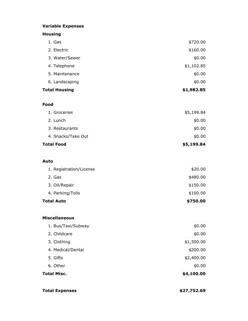 FINANCIAL ASSESSMENT Joe Sample