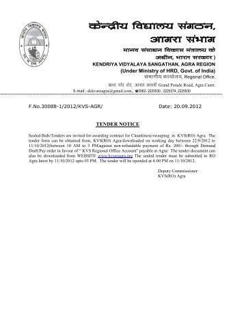 Tender Notice for Conservancy - Kendriya Vidyalaya Sangathan ...