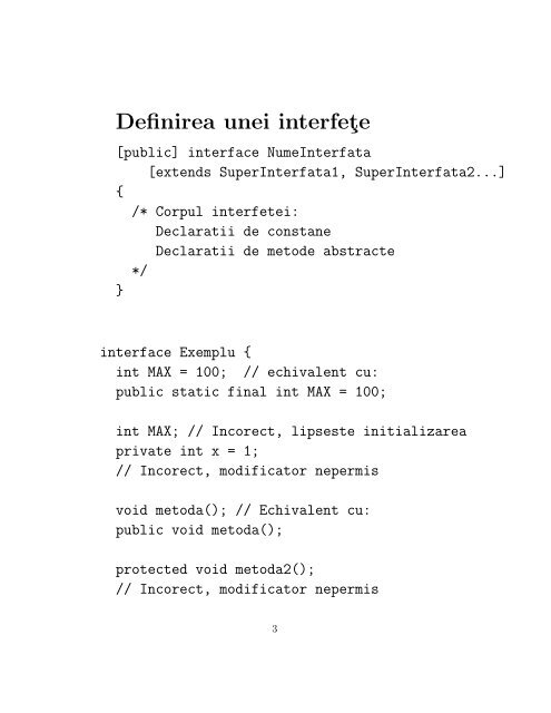 Interfete • Ce este o interfat˘a ? • Definirea unei ... - Profs.info.uaic.ro