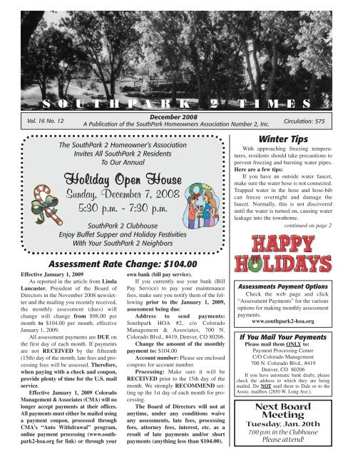 Holiday Open House - Southpark HOA II