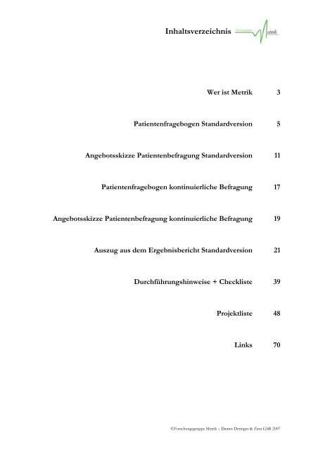 Angebotsskizze Patientenbefragung - unsere Leistungen im ...