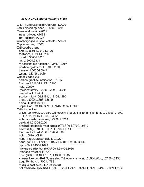 2012 HCPCS Alpha-Numeric Index 1 HCPCS 2012