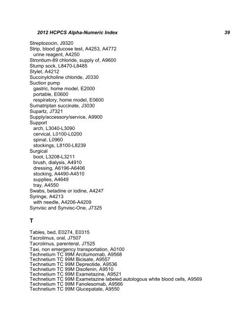 2012 HCPCS Alpha-Numeric Index 1 HCPCS 2012