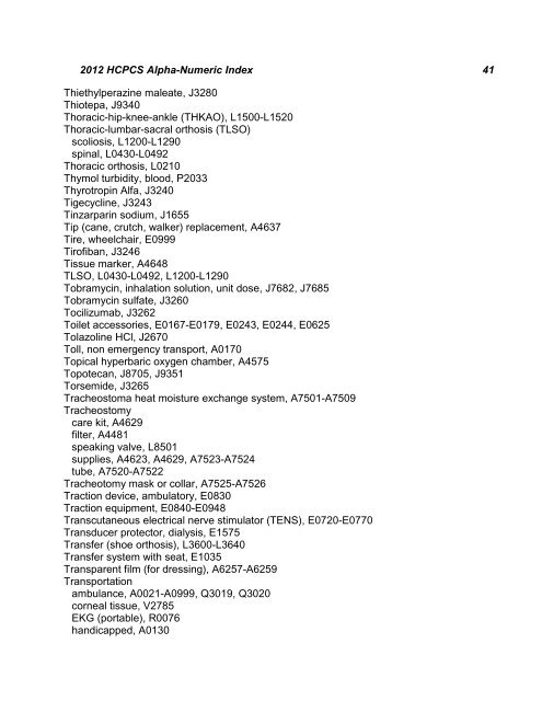 2012 HCPCS Alpha-Numeric Index 1 HCPCS 2012