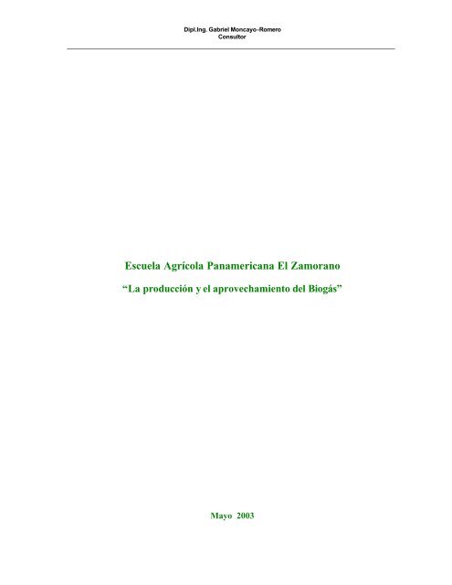 Zamorano La producciÃ³n de biogas - AquaLimpia
