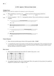 LCMS Algebra 1 Mid term Study Guide