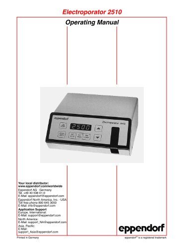 Electroporator 2510 Operating Manual