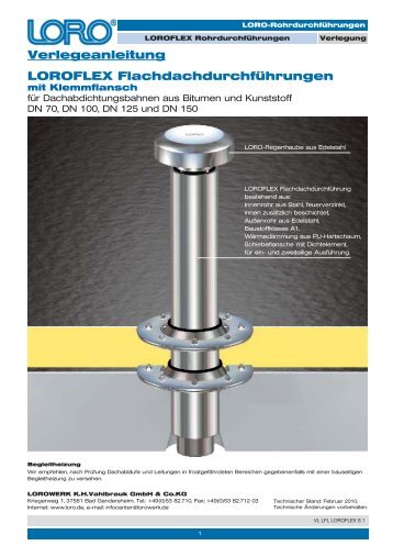 Verlegeanleitung LOROFLEX Flachdachdurchführungen