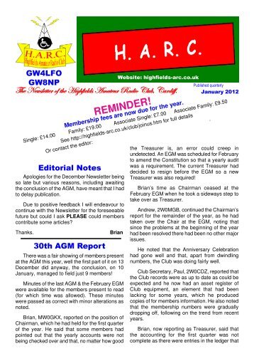 January - Highfields Amateur Radio Club