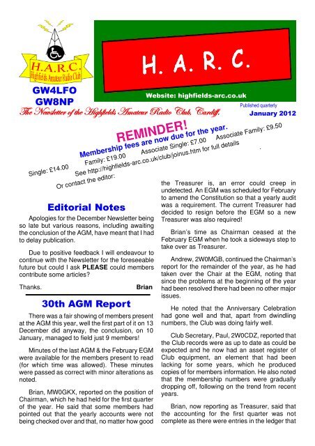 January - Highfields Amateur Radio Club
