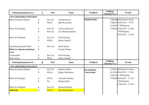 PrÃ¼fungskommissionsliste mit allen Daten