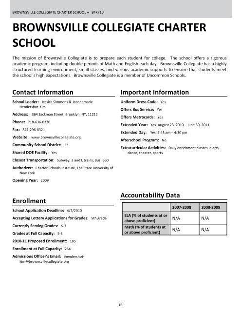 Directory of NYC Charter Schools - New York City Department of ...