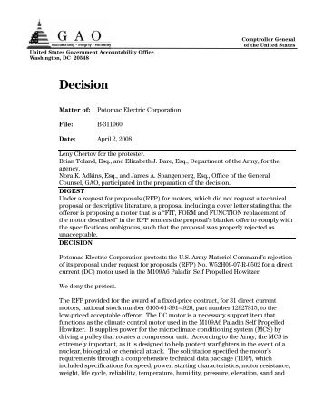 Decision - US Government Accountability Office