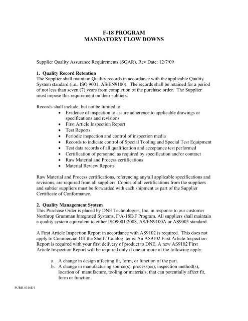 F 18 Program Mandatory Flow Downs Ultra Electronics Dne F 18 Program Mandatory Flow Downs Ultra Electronics Dne