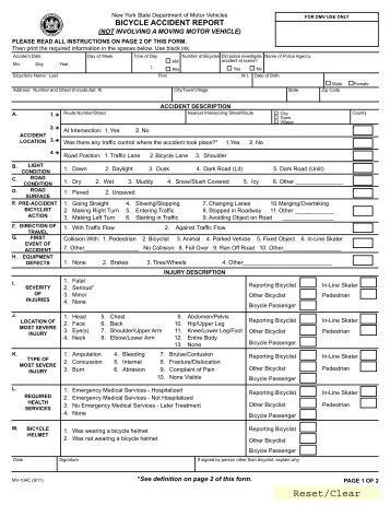 BICYCLE ACCIDENT REPORT - DMV - New York State