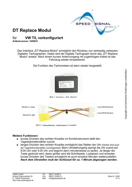 Verkaufsbeilage DT Replace Modul T5 - speedsignal.de