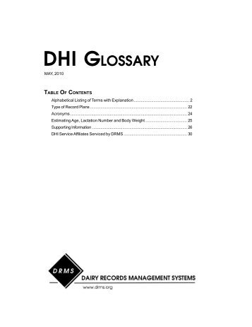 DHI GLOSSARY - Minnesota DHIA