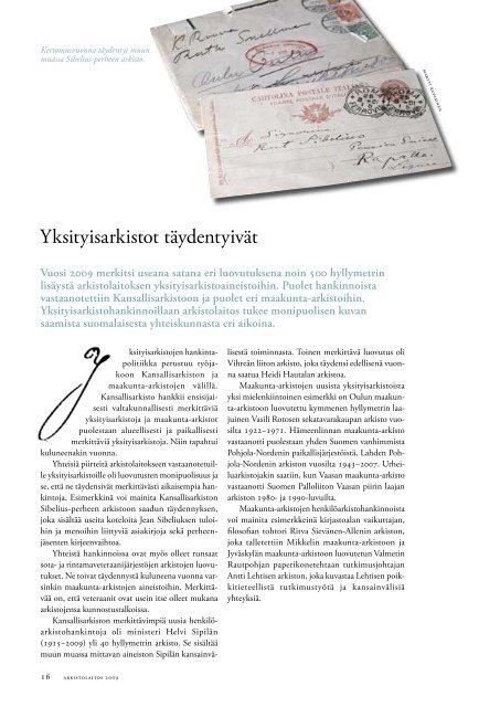 Vuosikertomus 2009 (pdf) - Arkistolaitos