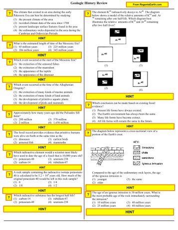 Geologic History Review - New York State Regents Earth Science