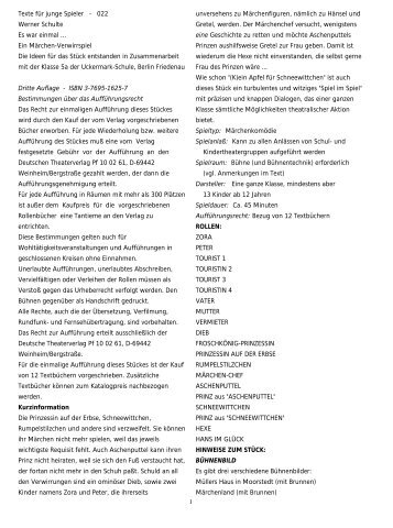 1 Texte für junge Spieler - 022 Werner Schulte Es war einmal ... Ein ...
