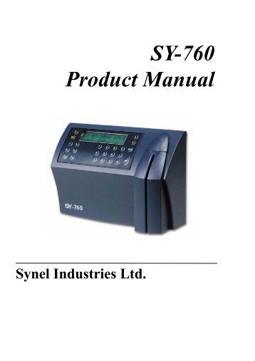 SY-760 Product Manual - Synel