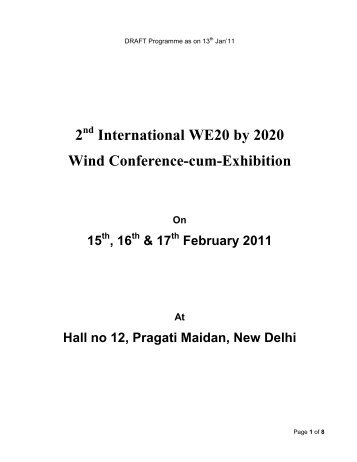 2nd WE20 by 2020 programme 12 Jan 2011 - Indian Wind Power ...