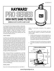 S210T, S210TR S220T, S244T - Hayward