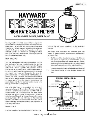 S210T, S210TR S220T, S244T - Hayward