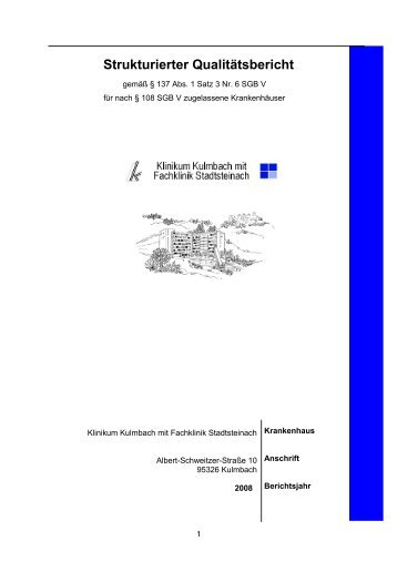 Qualitätsbericht 2008 - Klinikum Kulmbach Erstellt ... - BKK Klinikfinder