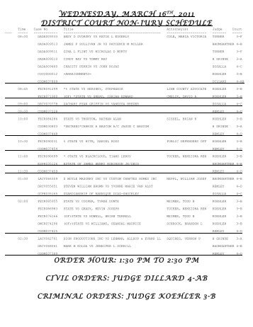 wednesday, march 16th, 2011 district court non-jury schedule order ...