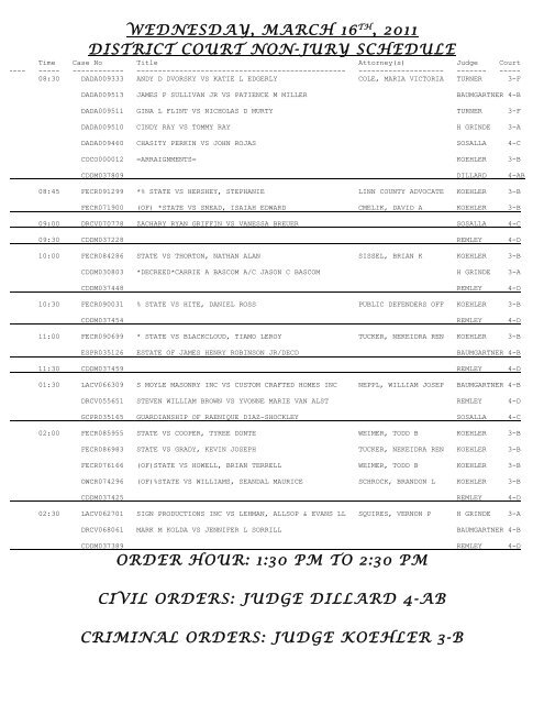 wednesday, march 16th, 2011 district court non-jury schedule order ...