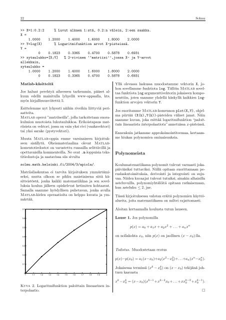 Koko lehti - Matematiikkalehti Solmu - Helsinki.fi