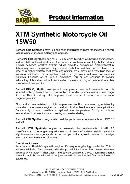 Xtm Synthetic Motorcycle Oil 15w50 Bardahl Xtm Synthetic Motorcycle Oil 15w50