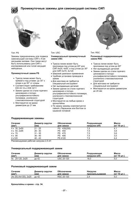 Арматура для самонесущих изолированных проводов ... - Ерэнерго