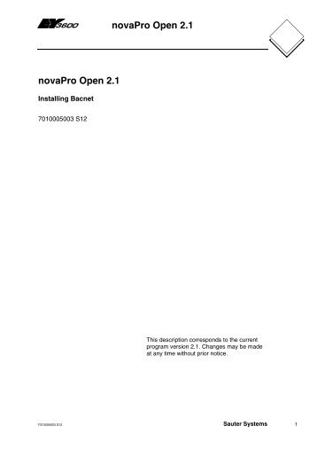 novaPro Open 2.1 - sauter-controls.com sauter-controls.com